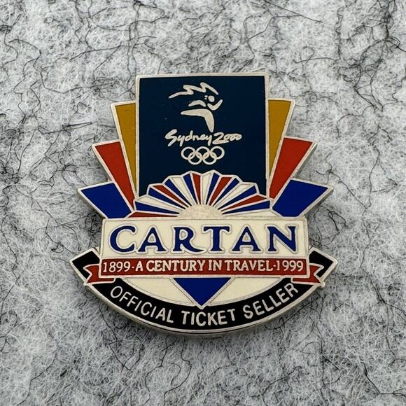 2000 Cartan Sydney Olympic Lapel Hat Pin Pinback Enamel Official Ticket Seller - Picture 1 of 3